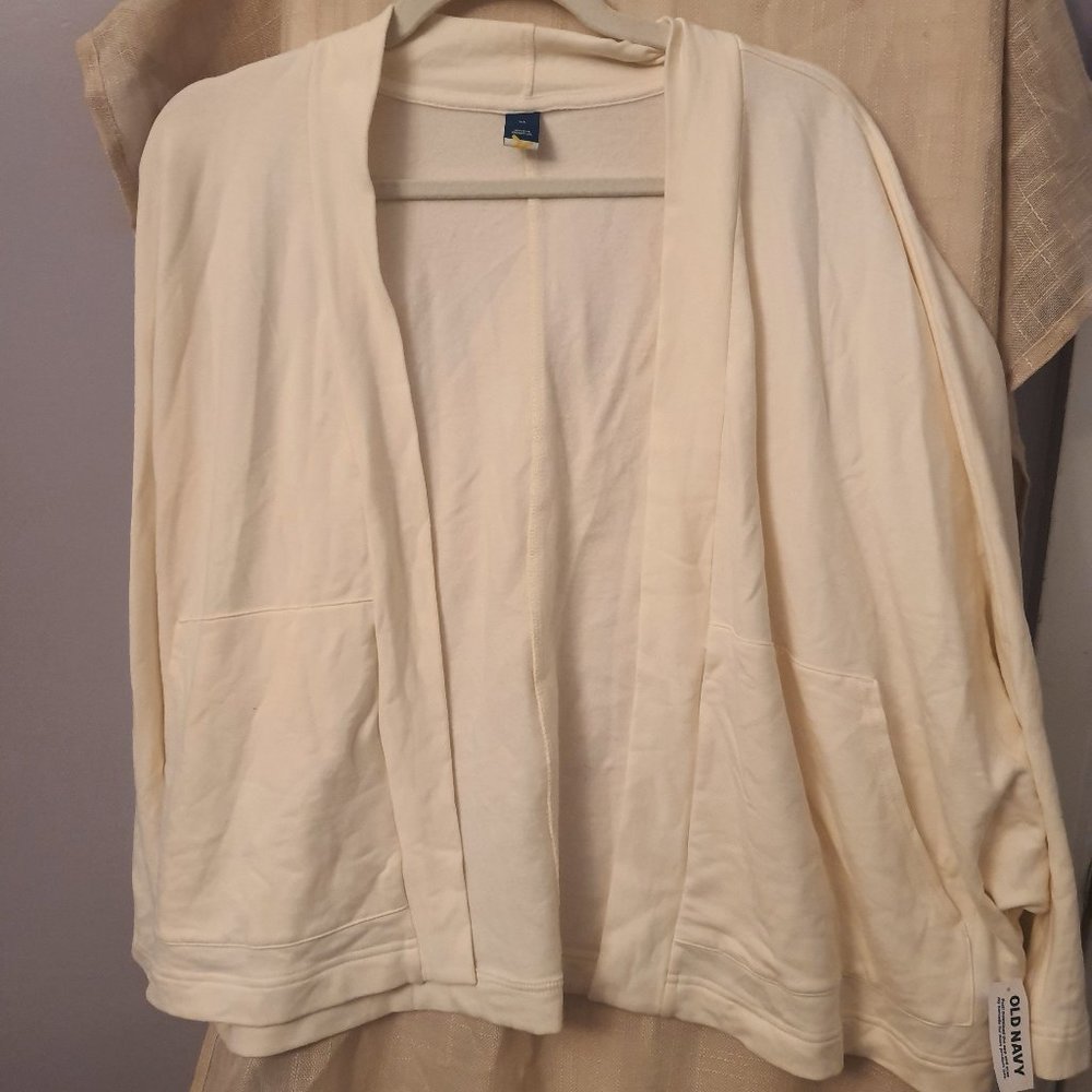 Old Navy NWT ivory cream cocoon cardigan kimono sleeves XL Pockets Free Gift